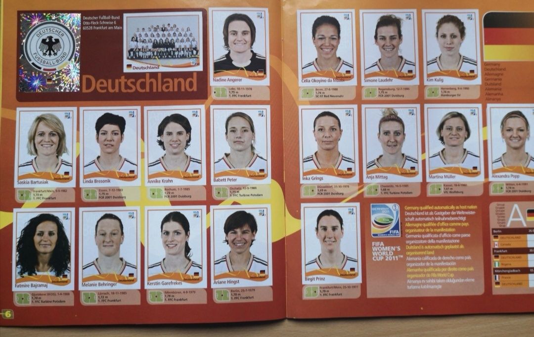 Panini album complet raritate! Germania 2011 mondial feminin 11 excel