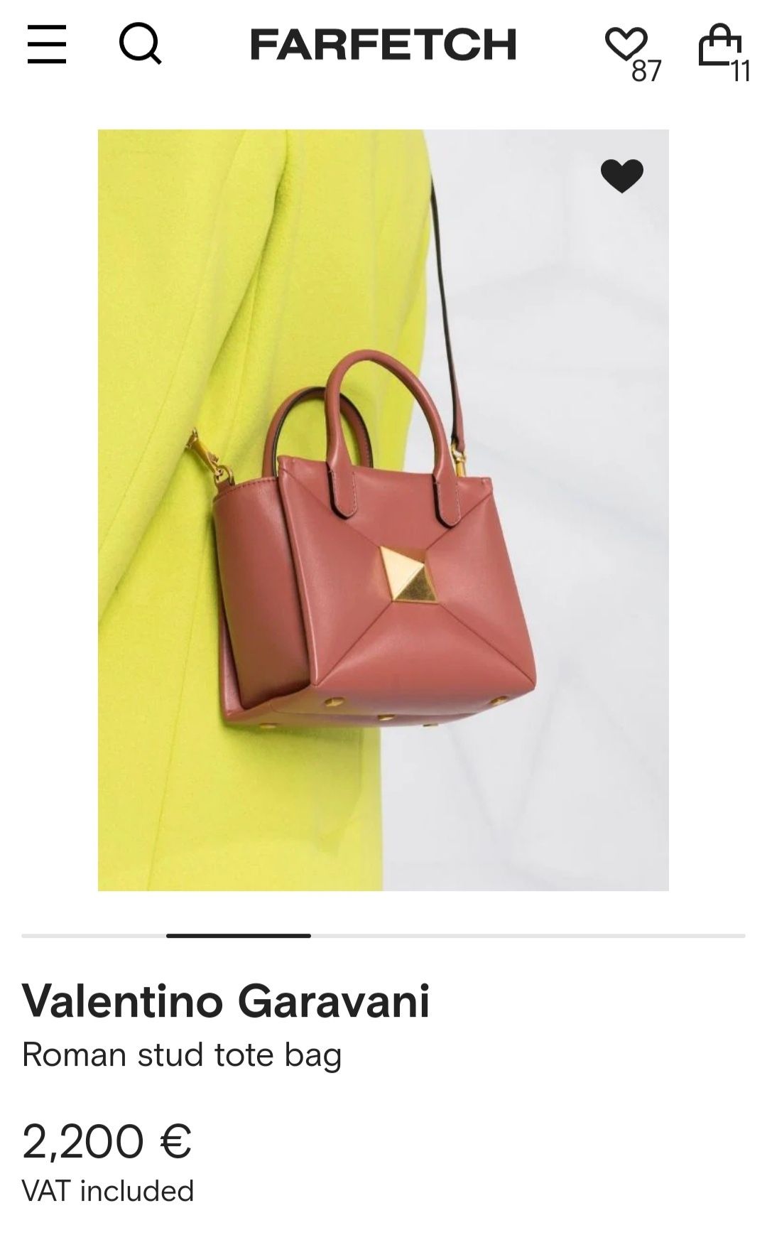 Valentino Garavani one stud кафява малка чанта естествена кожа дръжки