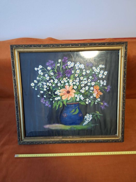 Tablou – antique / vintage  / vechi, pe panza ,model 6, rama si sticla