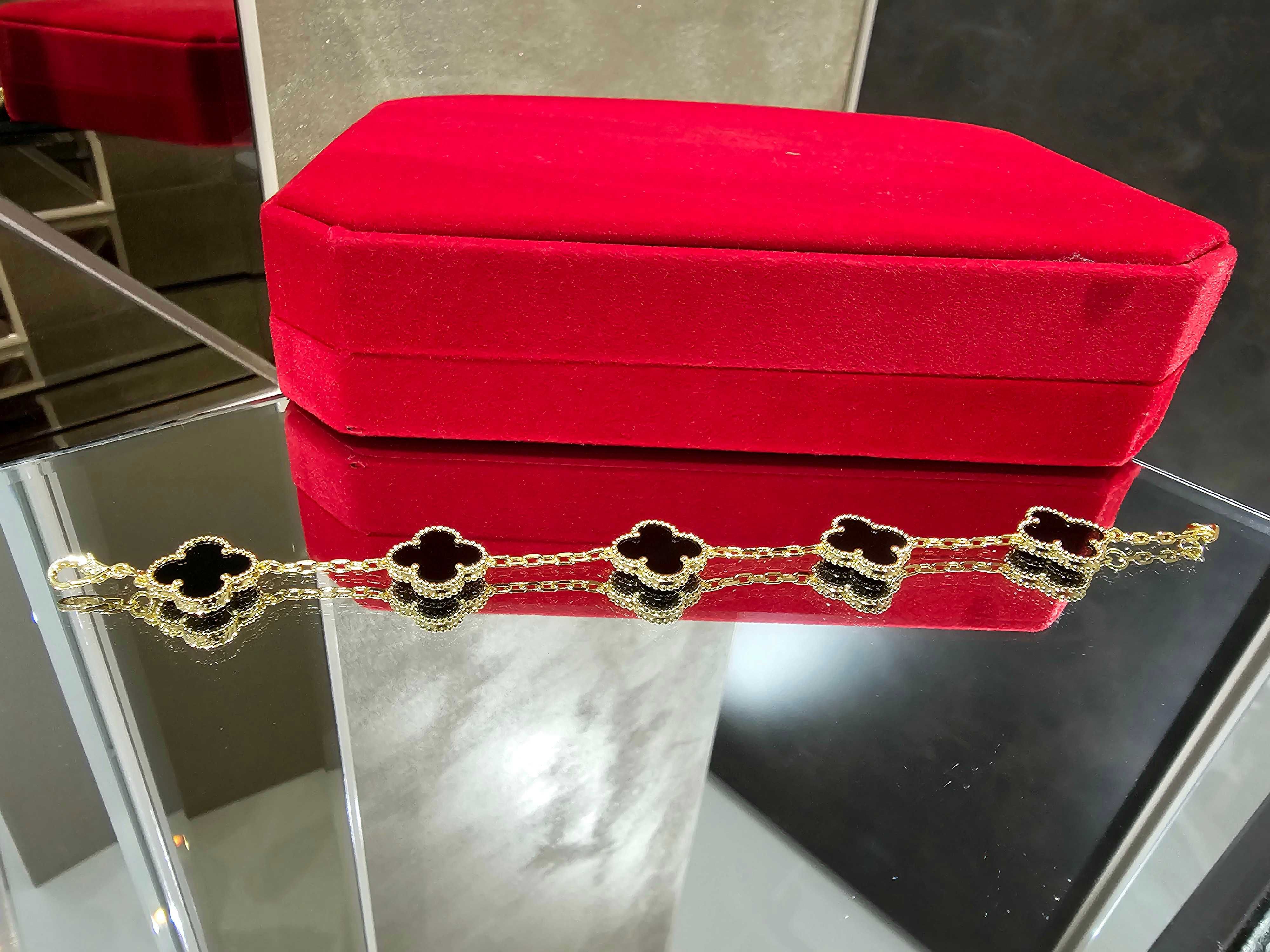 Van Cleef & Arpels VCA Black Onyx 5 Motifs Alhambra Дамска Гривна