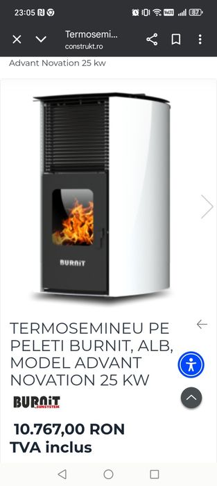 Vand Termosemineu peleti Burnet Avent -25 kw