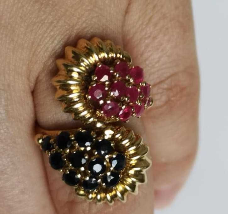 Inel aur 18k cu safire si rubine naturale, 6.10g