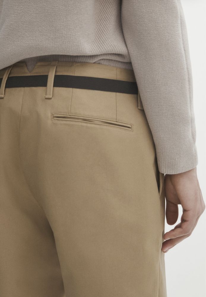 Pantaloni Massimo Dutti, cu curea, bej/kaki