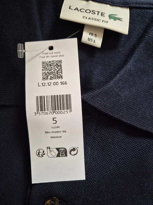 Lacoste ОРИГИНАЛНА тениска с яка и копчета L1212 Тъмносин Classic
Fit