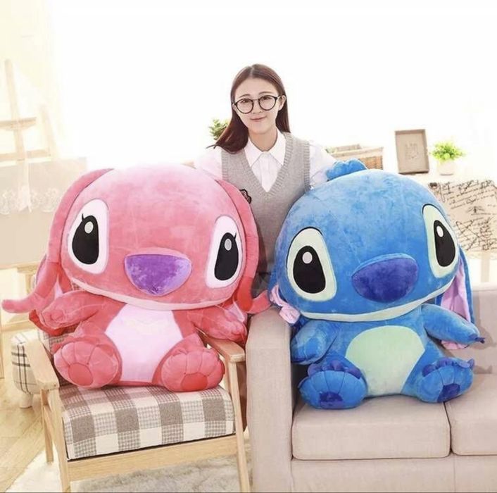 Голям плюшен Стич 90см Син/Розов цвят, Лило и Стич плюшени играчки