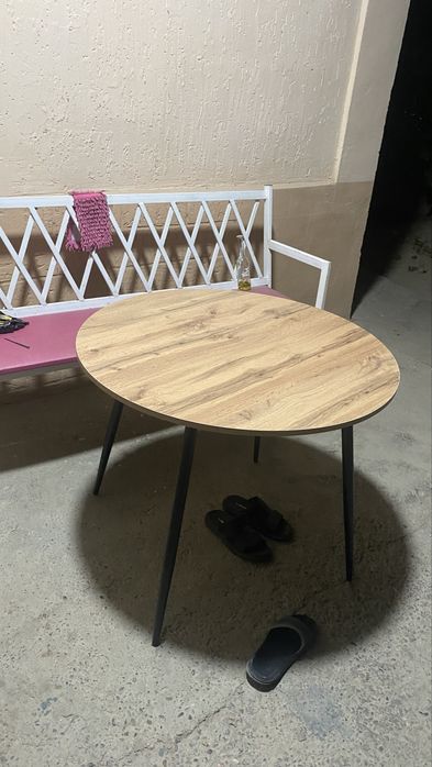 Стол круглый дуб ботан,белый