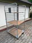 Cărucior marfă cu 3 polițe – rolling cage depozit, oțel galvanizat