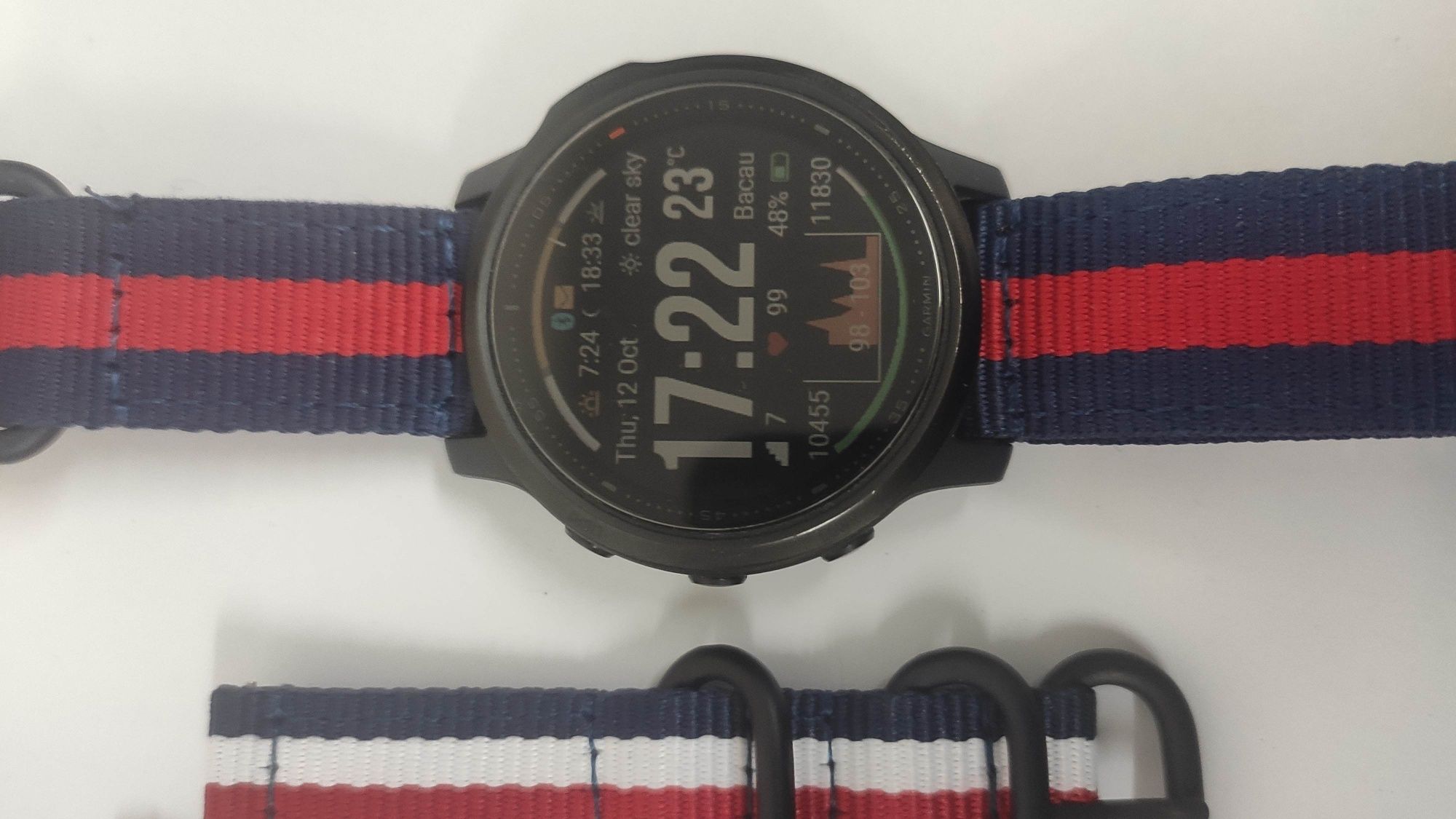 Curea nouă ceas tip NATO din pânză verde kaki 20mm Garmin Fenix 5s 6s