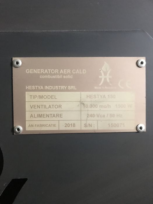 Generator aer cald / centrala pe combustibil solid