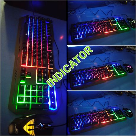 Бюджетная Игровая клавиатура с мышкой  (RGB подсветкой)