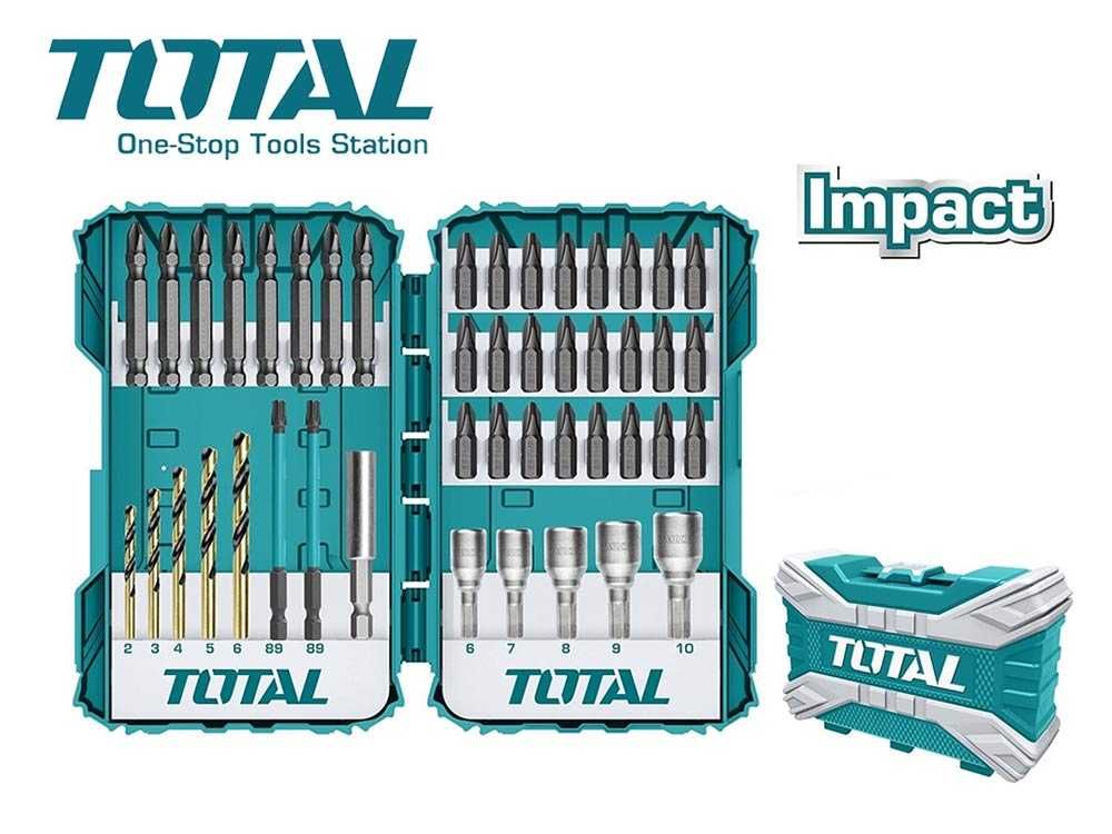 К-т битове и вложки в кутия, 45 части, TOTAL TACSDL24502 Industrial