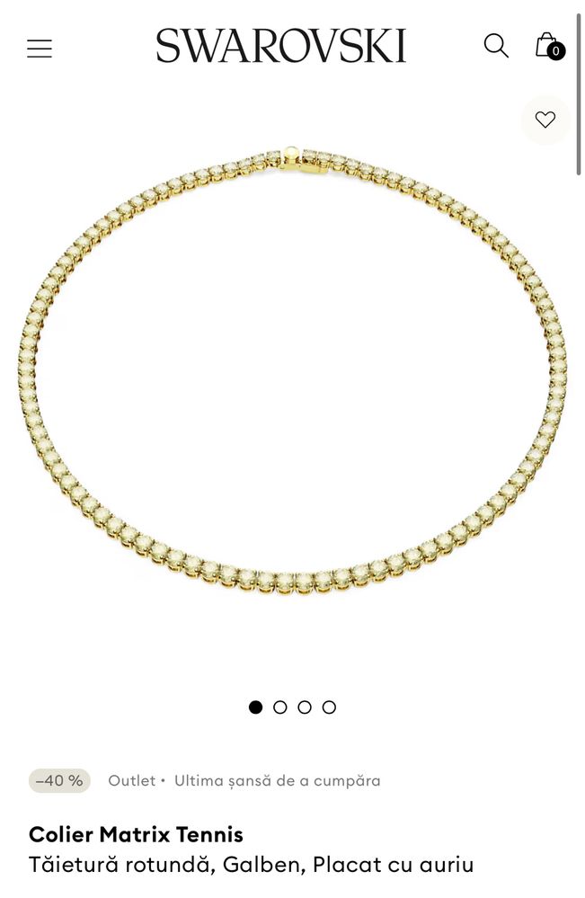 Colier Swarovski matrix tennis gold