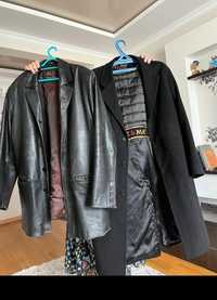 кашемировое пальто, кожаный пиджак