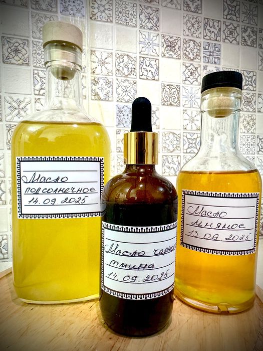 Сыродаленное настоящее масло расторопши, черного тмина, конопляное