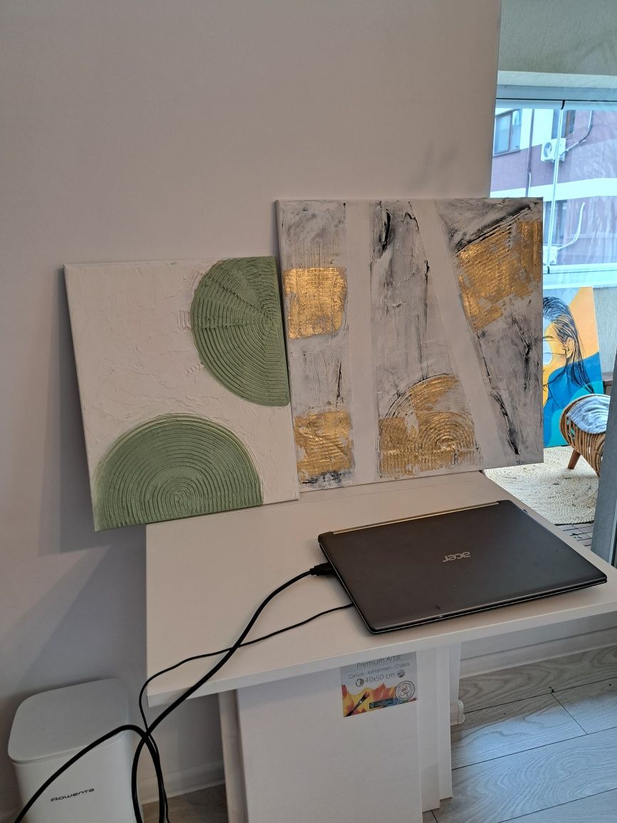 Tablou pictura modern texturat pe pânză foita aur minimalist
De vânzar