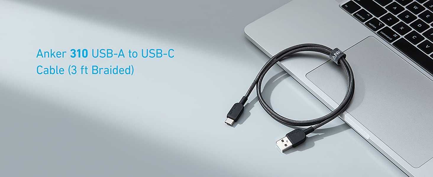 Anker 310 USB-A към USB-C, комплкет от 2 бр.кабели,0.9м,черен цвят