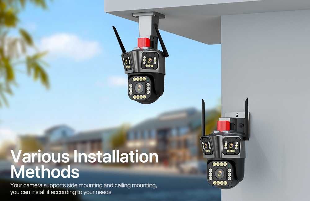 Camera de Supraveghere Tripla Wi-Fi, PTZ, 2k/5K, 5X Zoom, JT3-W