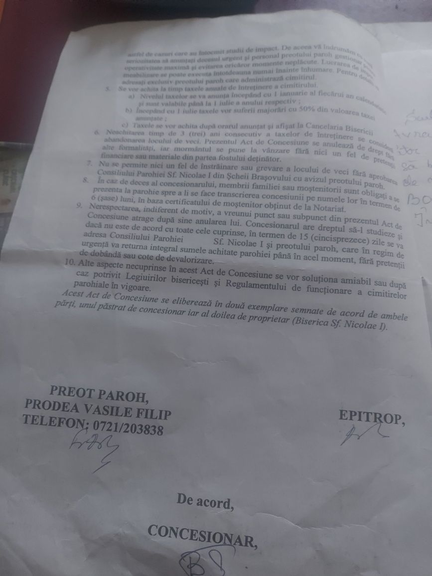 Vind , cedez Act de concesiune nr 397 cavou din marmura , cripta de 3