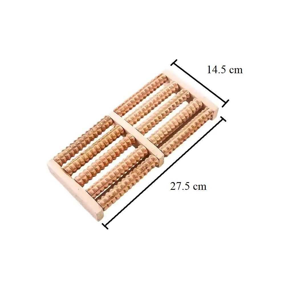 Roller masaj pentru talpile picioarelor, din lemn, 27.5 x 14.5 cm