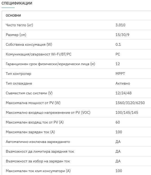 100А MPPT соларни контролери MUST 12/24/36/48V