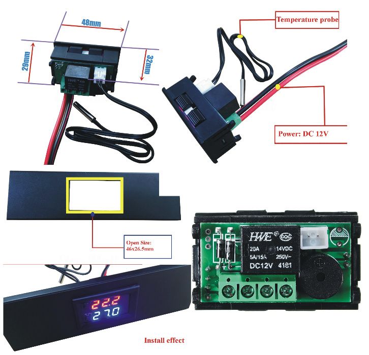 Termostat digital masina -50/+110 12V regulator temperatura. Nou