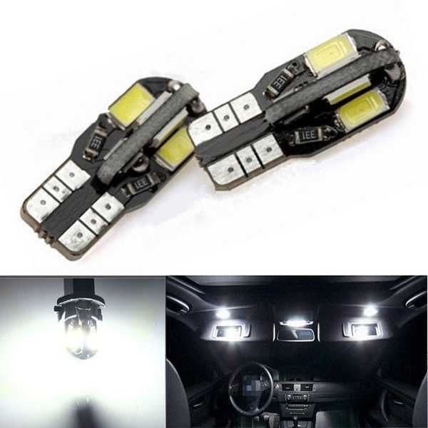 Лед Крушки За Габарит Т10 W5W LED 8 SMD 5730 Canbus 12V Бяла Светлина