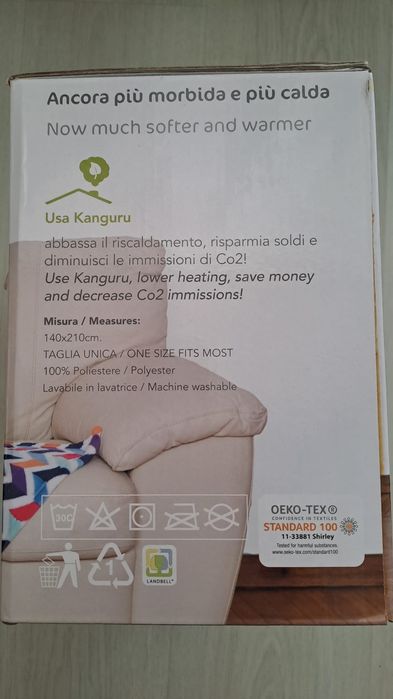 Bluza tip pătură Kanguru cu maneci 140x210 cm, noua, in cutie, ideala