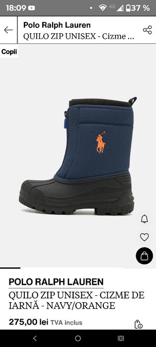 Cizme de brand  POLO RALPH LAUREN, unisex, pentru copii, marimea 34