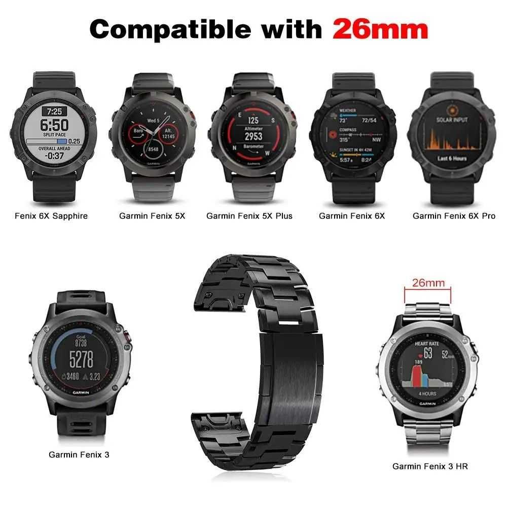 Титаниеви верижки за Garmin Fenix 22мм/26мм съвместими с всички модели