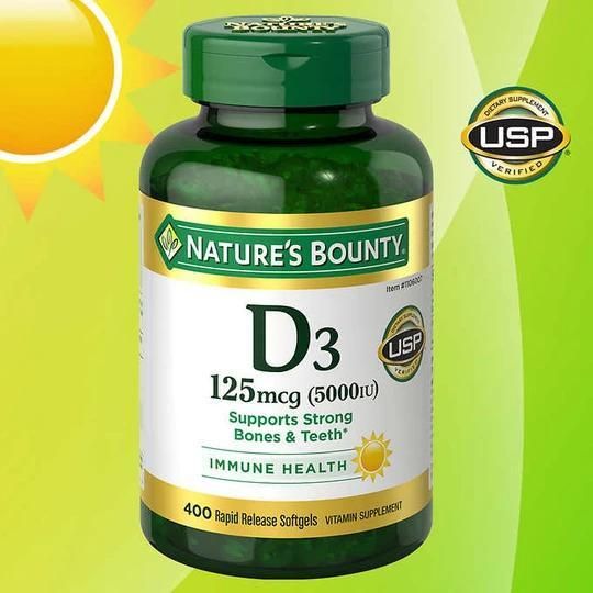 Витамин D3 Nature's Bounty 5000 IU, 400 капсул из США