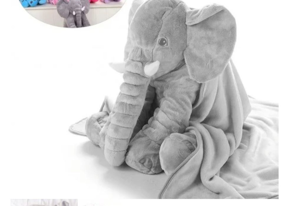 Elefant gri cu păturică NOU