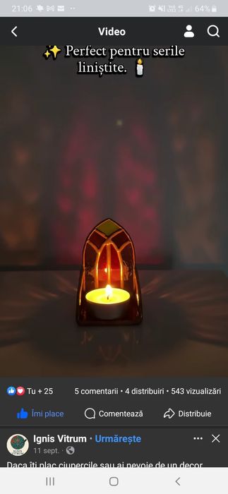 Suport lumânare vitraliu