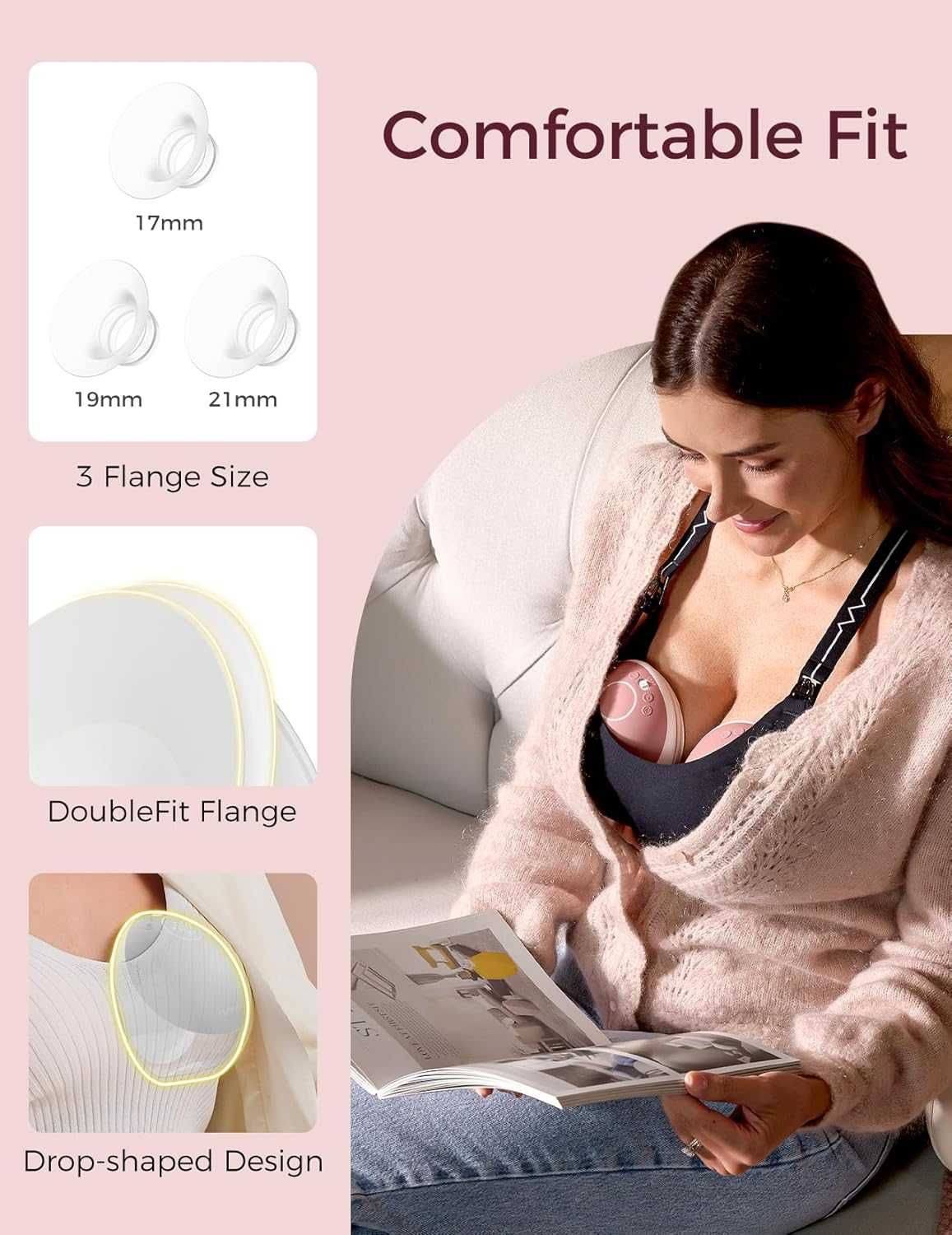 Помпа за кърма Momcozy Mobile Flow М9, приложение, (Cozy Red, 2 броя)