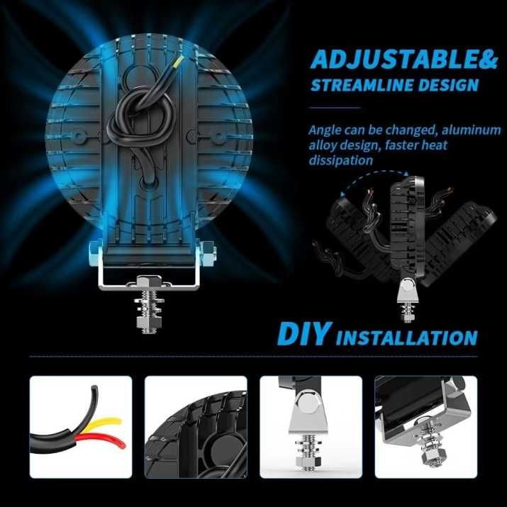 Висок клас LED Диоден Боен фар за трактори ATV мотокари камиони Кръгъл