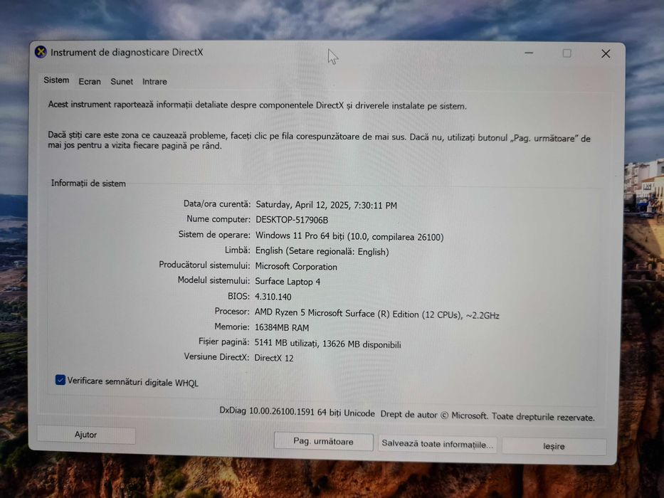 Microsoft Surface  4 tactil 13,5” ,Ryzen5 Surface Edition ,16 / 256 GB