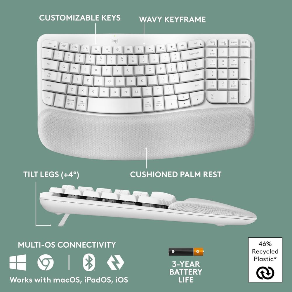Tastatura Logitech Wave Keys, Alb, Layout Germana