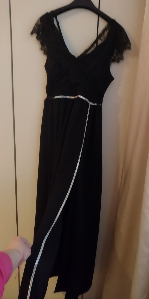 Официална черна дълга рокля