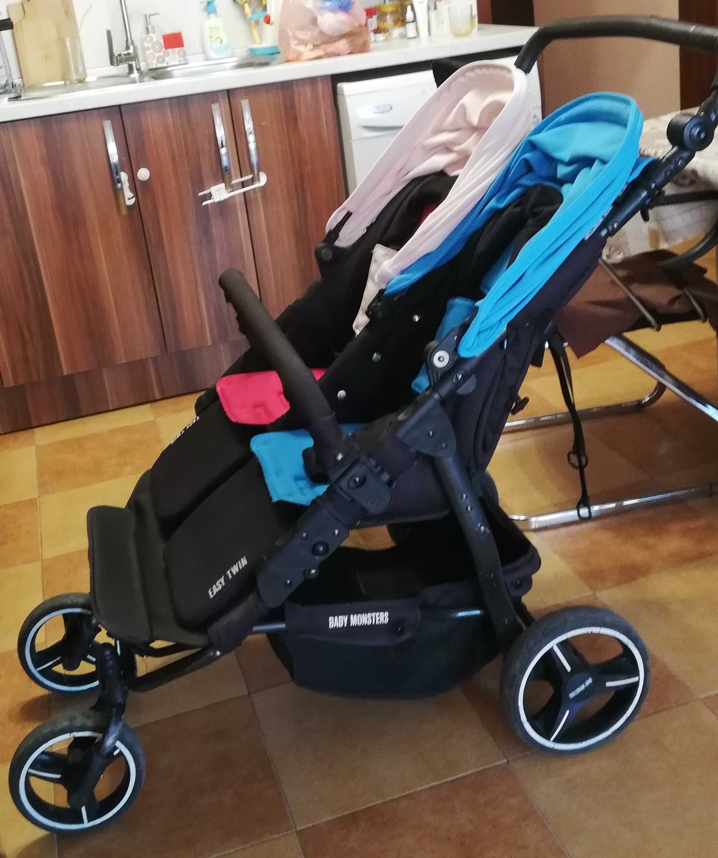 Бебешка количка за близнаци Baby Monsters Easy Twin