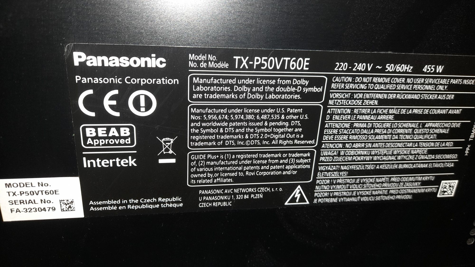 Плазмаен телевизор Panasonic 50 инча TX-P50VT60E 50" Smart VIERA