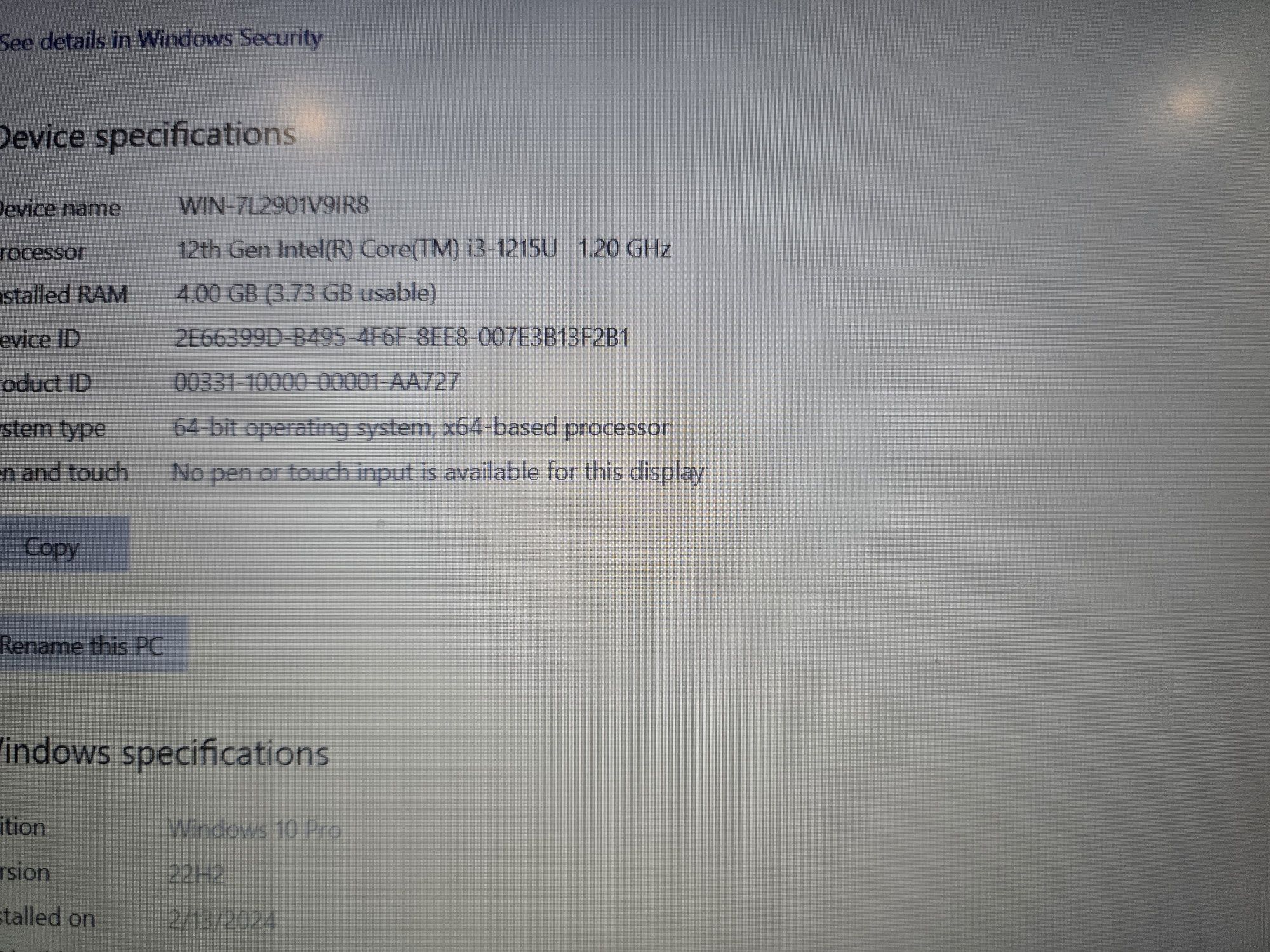 Lenovo Notebook Core i3-1215U