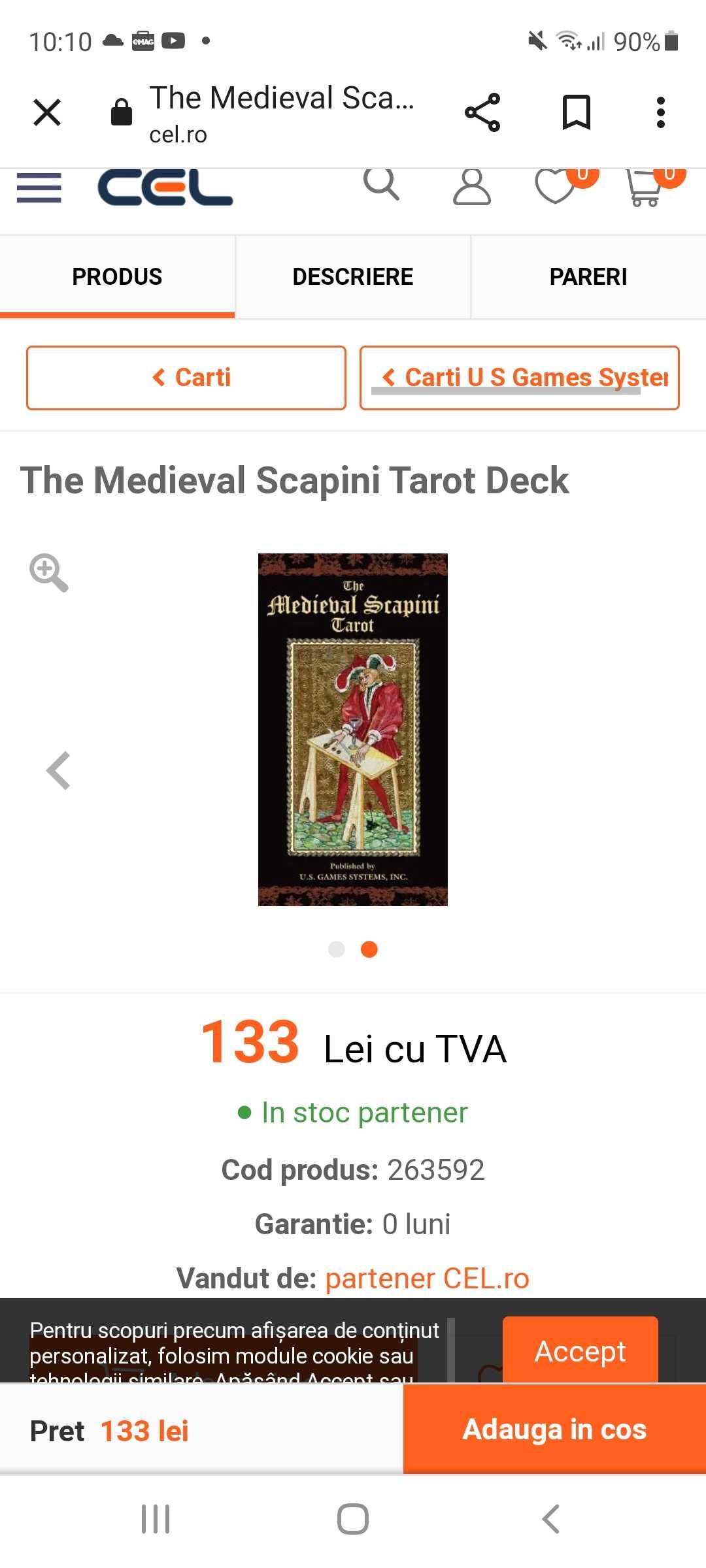 The Medieval Scapini Tarot ca nou