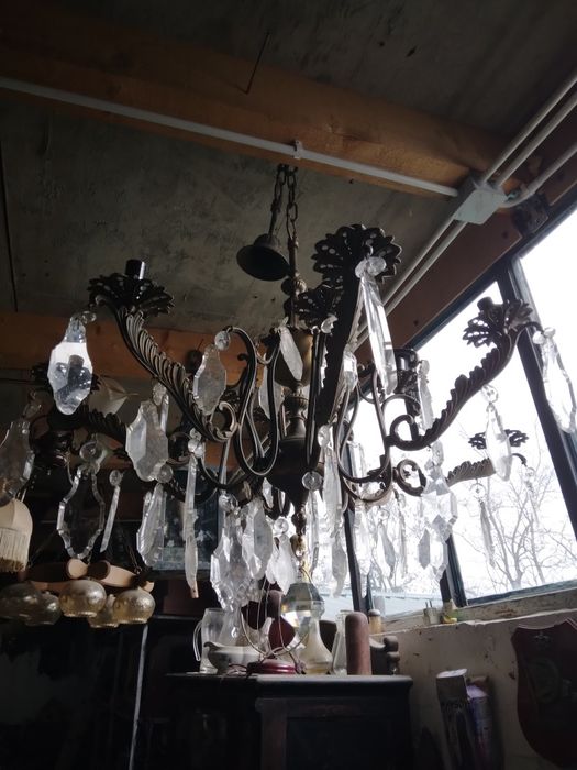 Candelabru / lustra din bronz și cristal, Louis al XV lea
