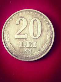 Moneda de 20 lei din anul 1991.