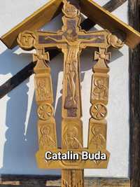 Troita,troite, cruce lemn stejar,cruci,rastignire,sculptura bizantina