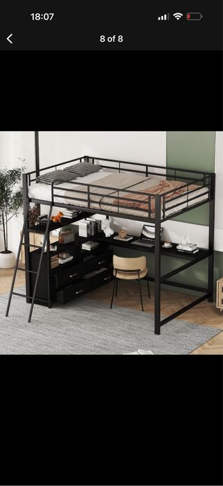 Pat Supraetajat cu Birou si dulap Metalic/MDF Fleiks Germania