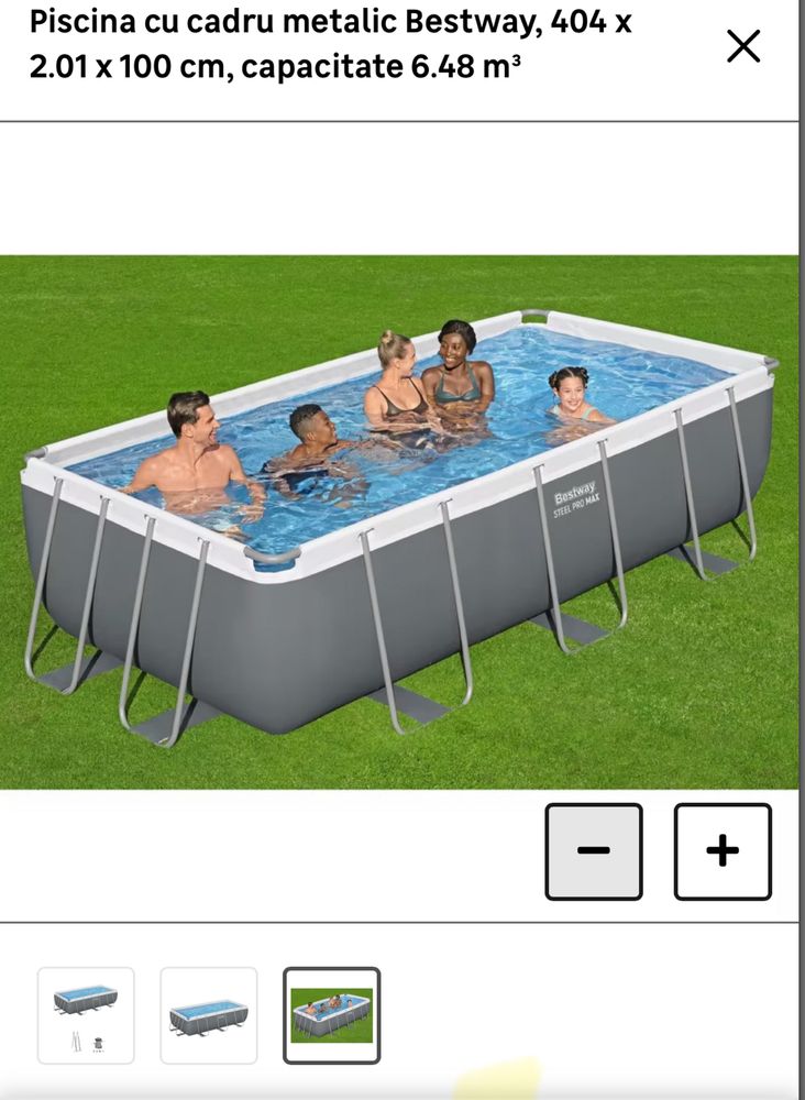 Piscina cu cadru metalic Bestway, 404x201x100cm inaltime, 6.48 m3