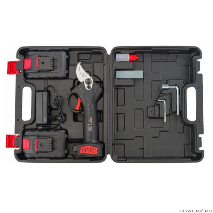 Foarfeca electrica pentru taiat crengi cu 2 x acumulatori 2 Ah, 30mm