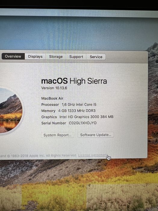 Macbook Air 11 inch - late 2011 i5 4gb ram 128gb ssd