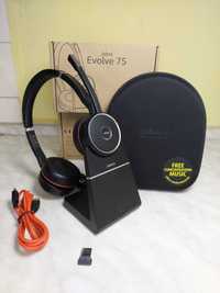 Професионални безжични слушалки Jabra Evolve 75 MS със стенд