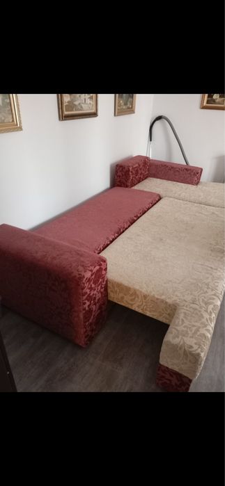 Pat matrimonial lemn masiv pictat 180/200 cm Coltar extensibil